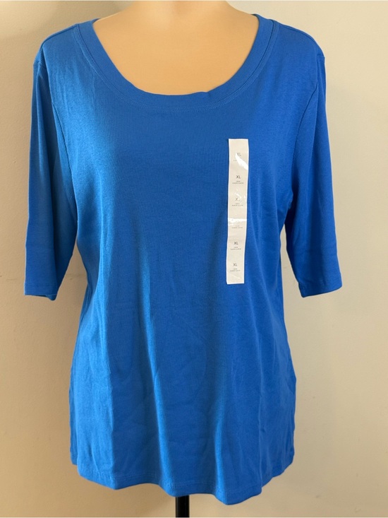 Banana Republic Factory Tops - Banana Republic Factory Crew Ribbed Elbow Sleeve blue top SZ XL